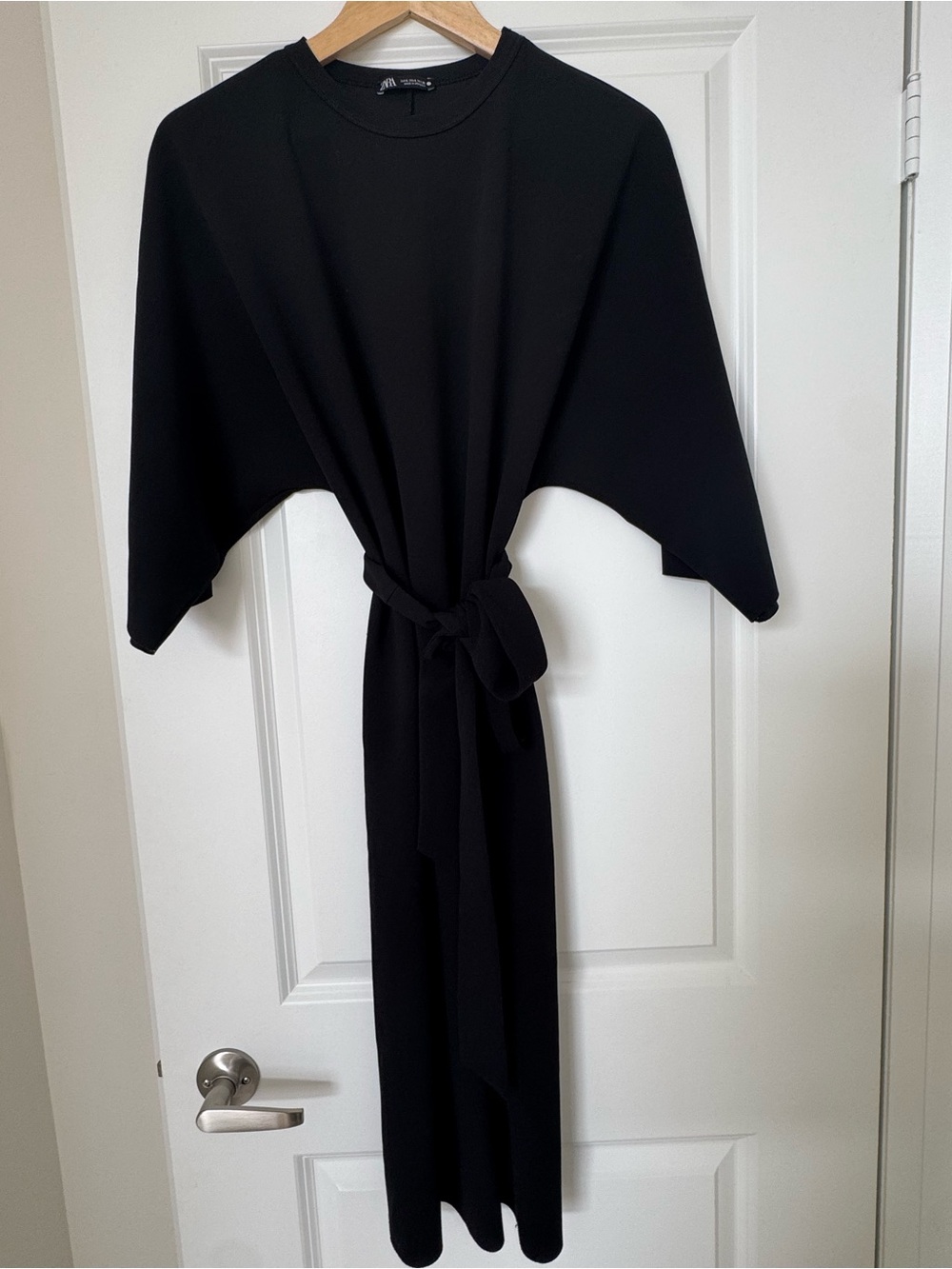 Zara Black Tie-Waist Midi Dress